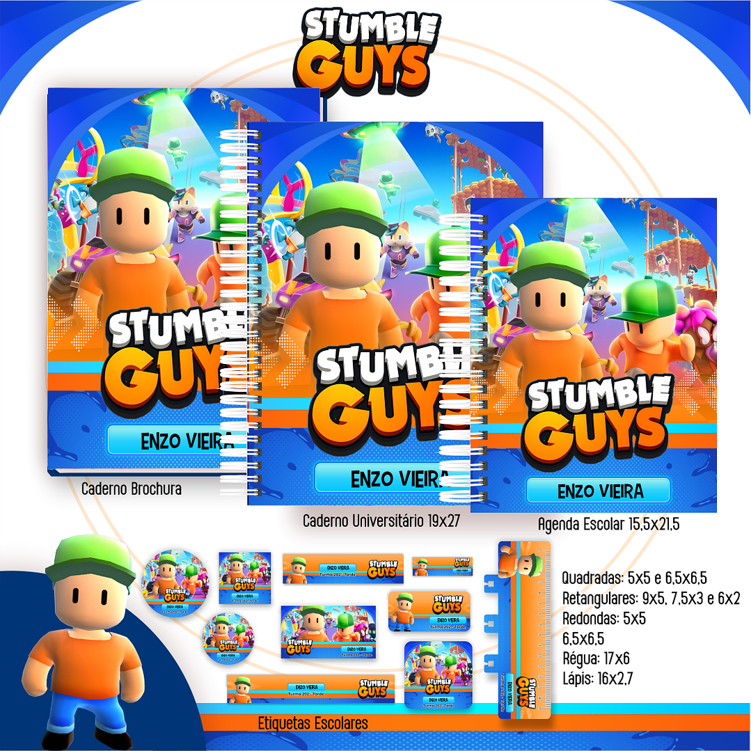 Kit Digital Encadernação Stumble Guys - Volta às Aulas 3