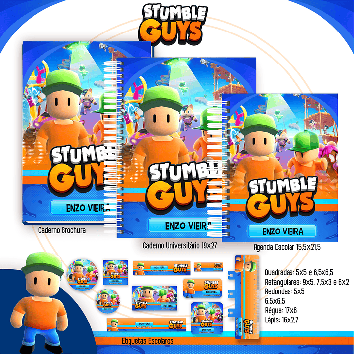 Kit Digital Encadernação Stumble Guys - Volta às Aulas 3