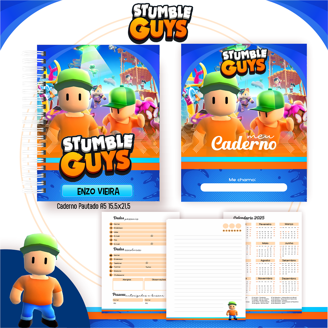 Kit Digital Encadernação Stumble Guys - Volta às Aulas 4