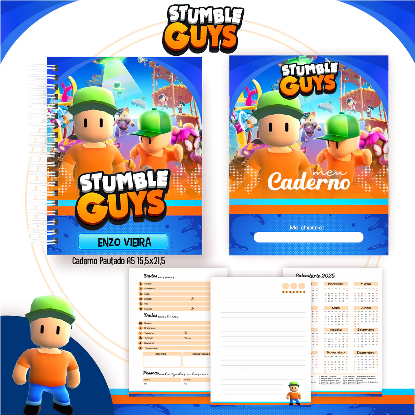 Kit Digital Encadernação Stumble Guys - Volta às Aulas 4