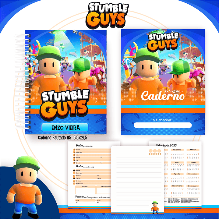 Kit Digital Encadernação Stumble Guys - Volta às Aulas 4