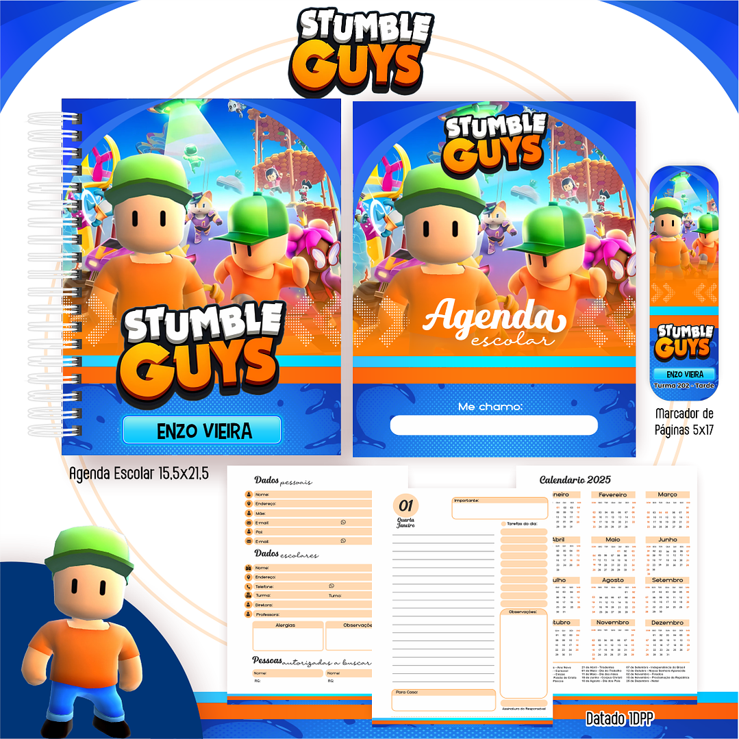 Kit Digital Encadernação Stumble Guys - Volta às Aulas 5
