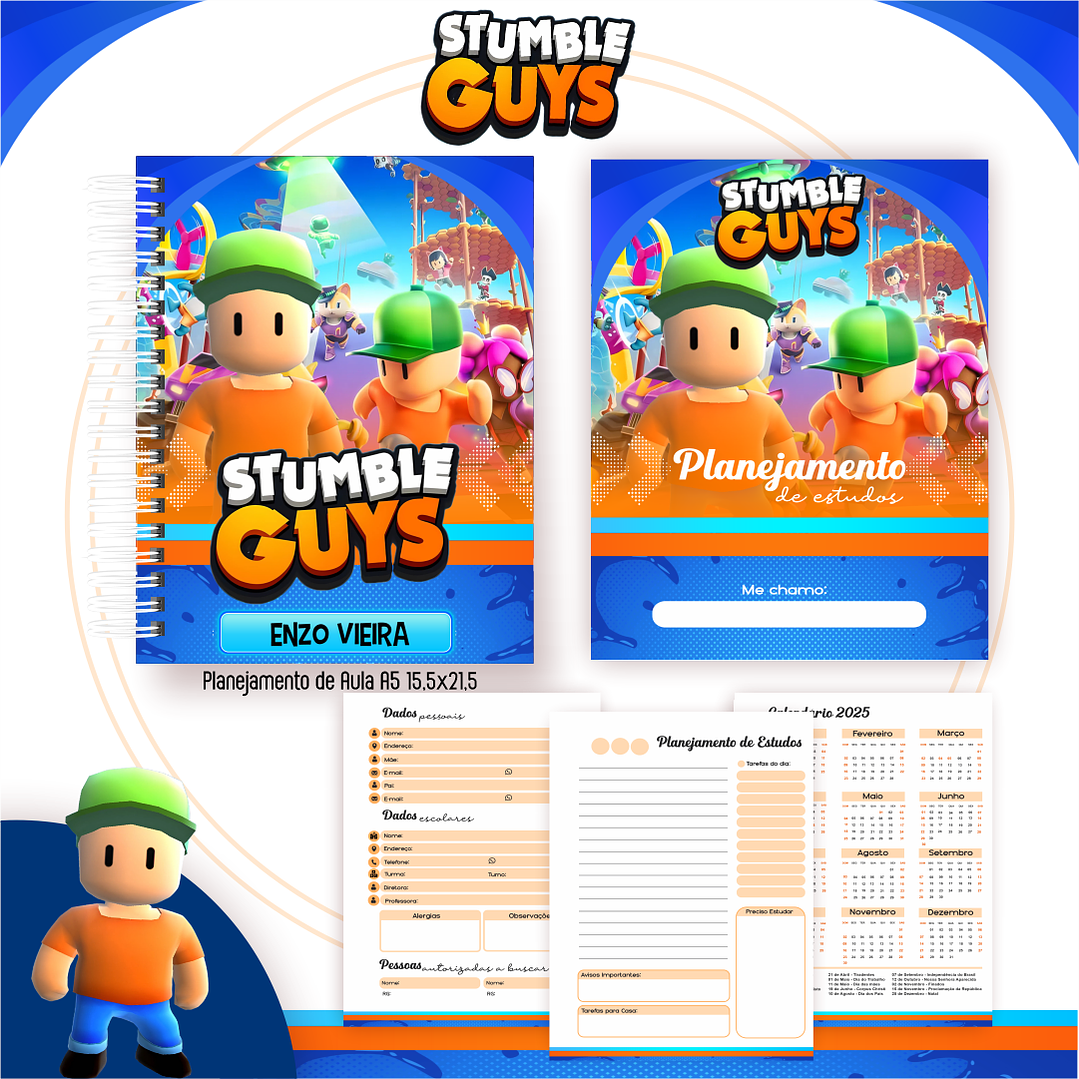 Kit Digital Encadernação Stumble Guys - Volta às Aulas 6