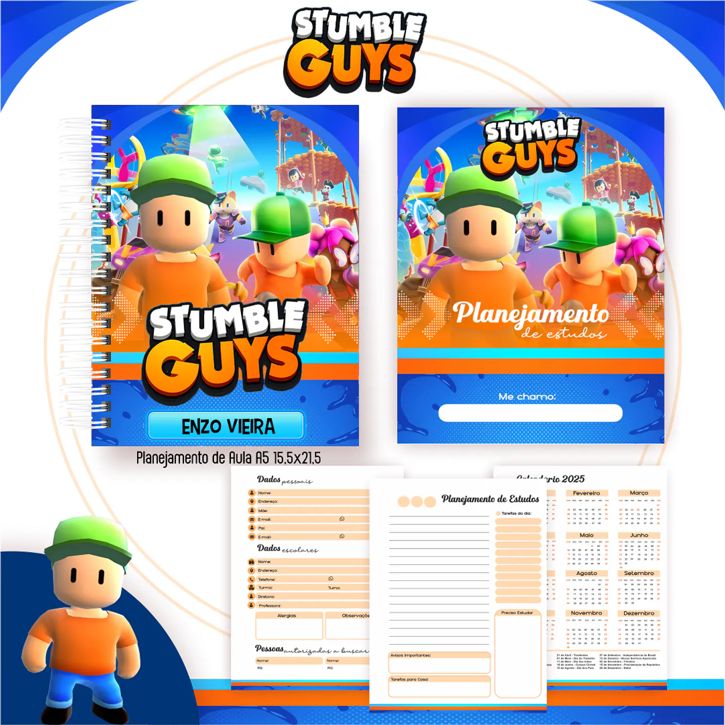 Kit Digital Encadernação Stumble Guys - Volta às Aulas 6