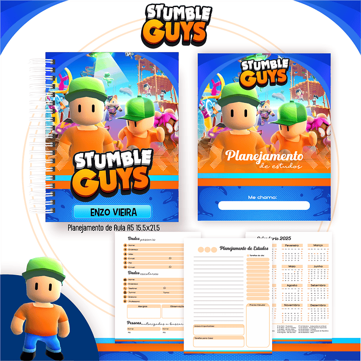 Kit Digital Encadernação Stumble Guys - Volta às Aulas 6