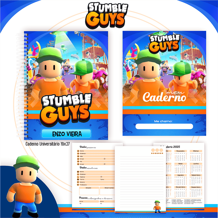 Kit Digital Encadernação Stumble Guys - Volta às Aulas 7