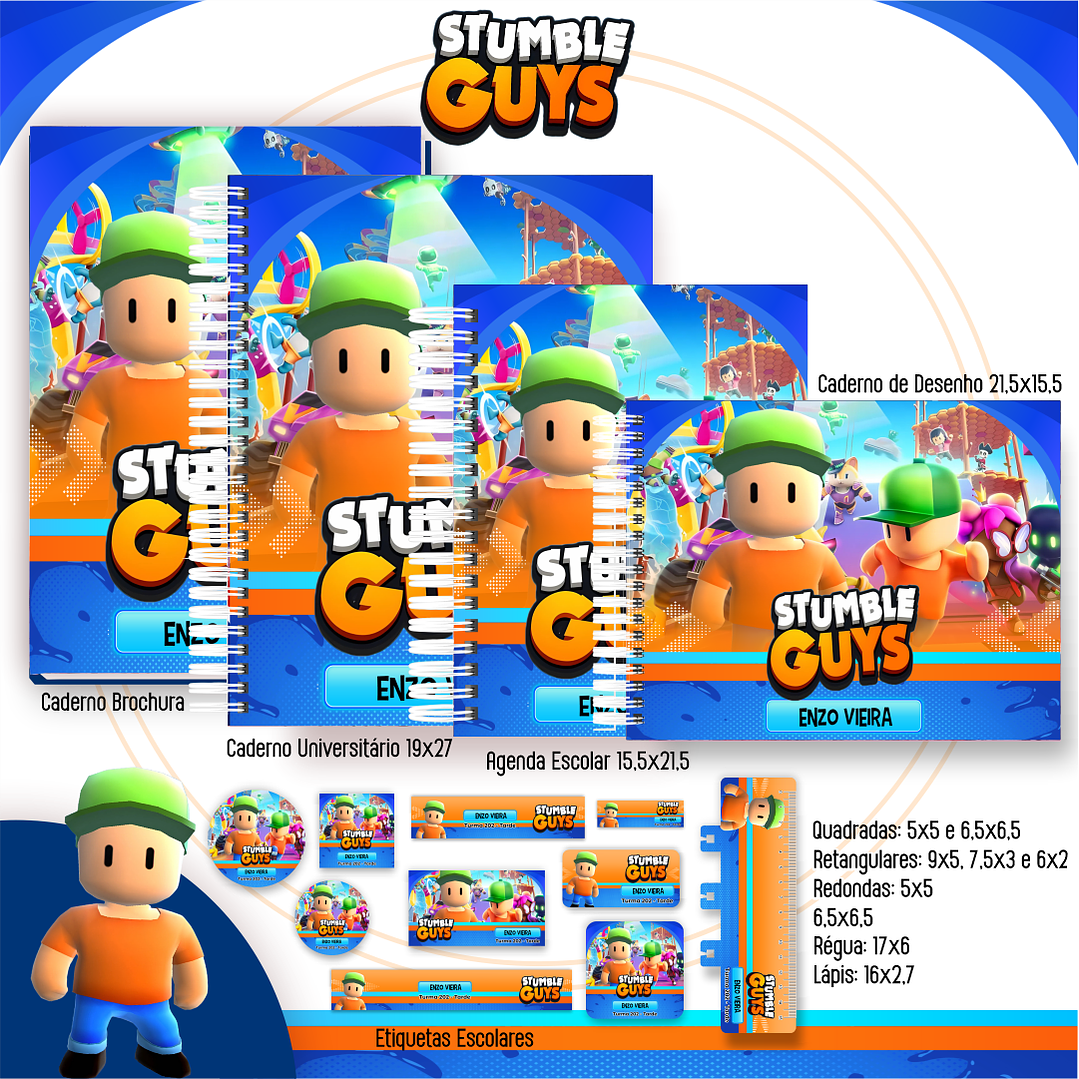 Kit Digital Encadernação Stumble Guys - Volta às Aulas 1