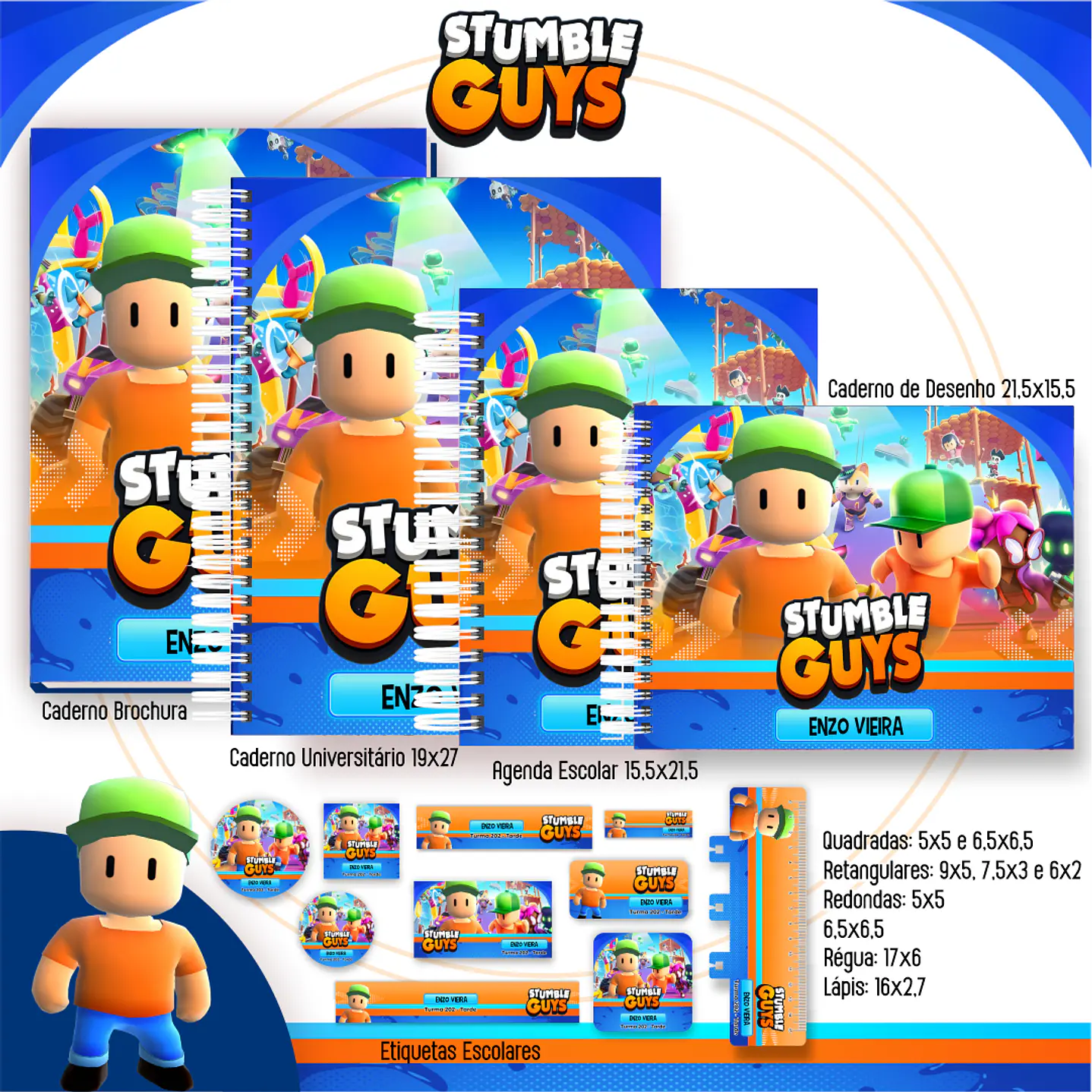 Kit Digital Encadernação Stumble Guys - Volta às Aulas 1