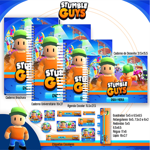 Kit Digital Encadernação Stumble Guys - Volta às Aulas