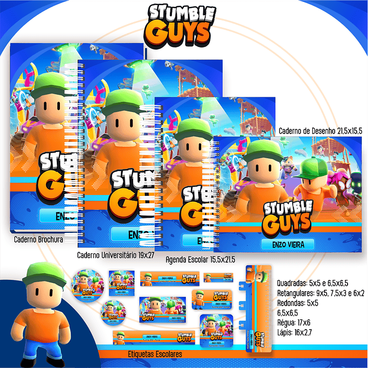 Kit Digital Encadernação Stumble Guys - Volta às Aulas 1