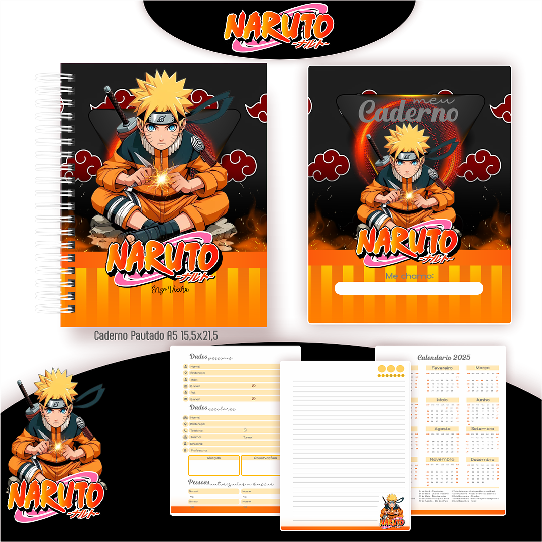 Kit Digital Encadernação Naruto - Volta às Aulas 2