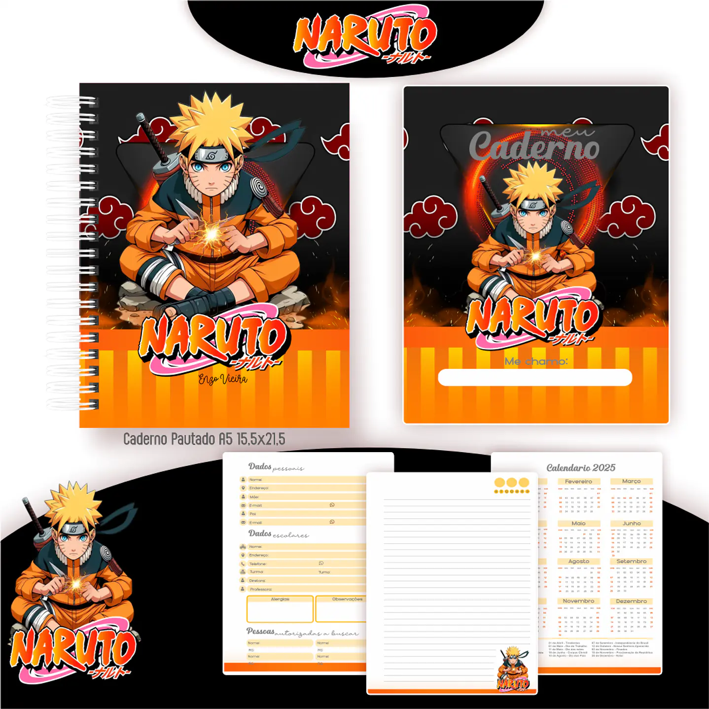 Kit Digital Encadernação Naruto - Volta às Aulas 2