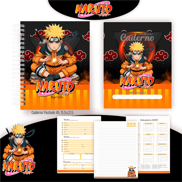 Kit Digital Encadernação Naruto - Volta às Aulas 2