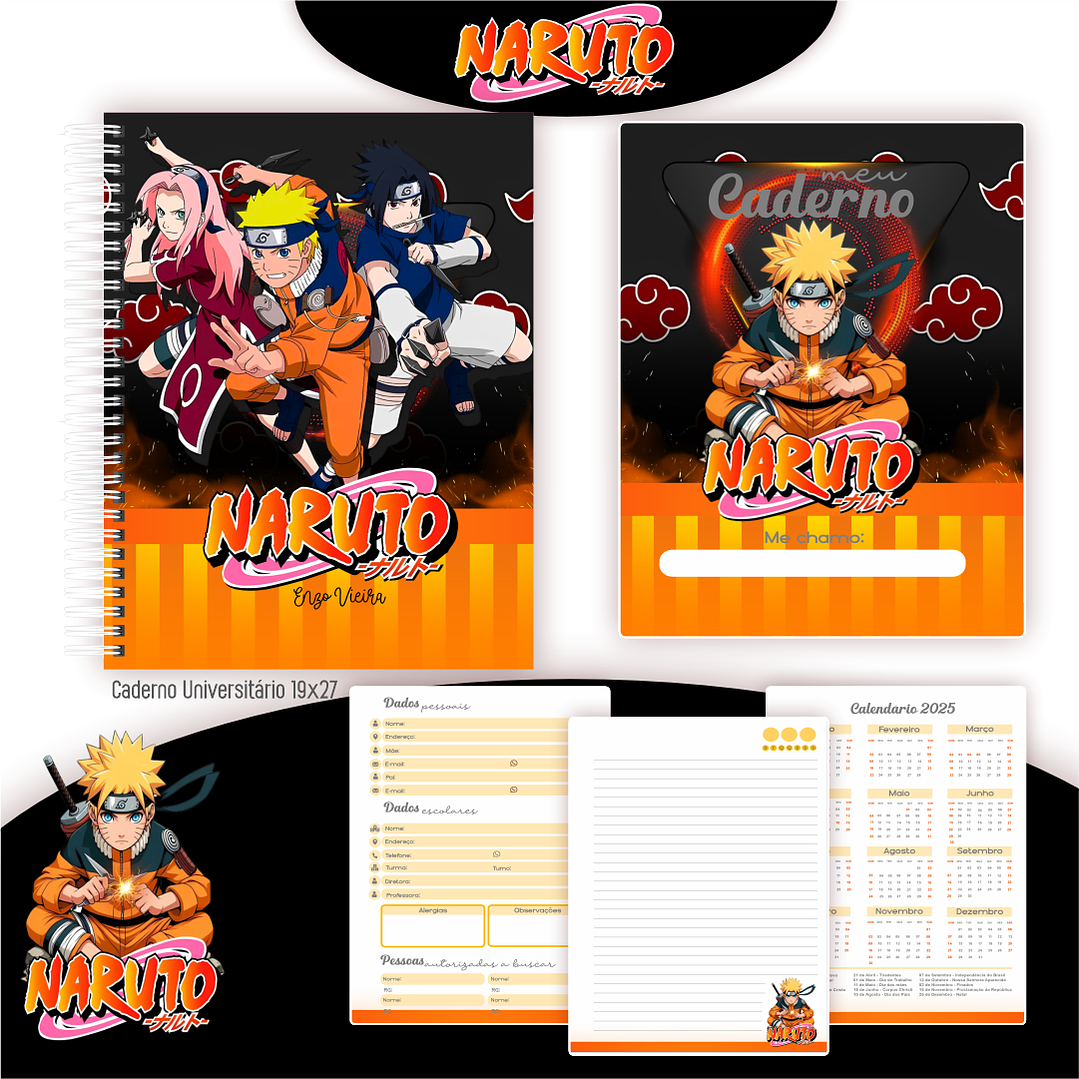 Kit Digital Encadernação Naruto - Volta às Aulas 3