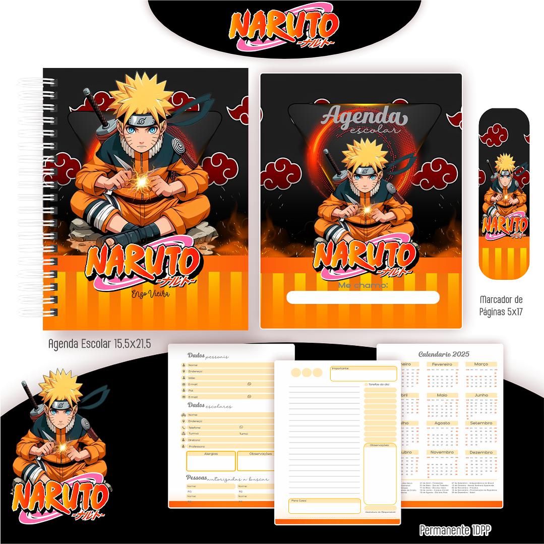 Kit Digital Encadernação Naruto - Volta às Aulas 4