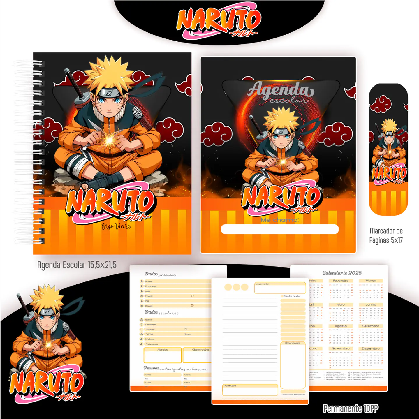 Kit Digital Encadernação Naruto - Volta às Aulas 4