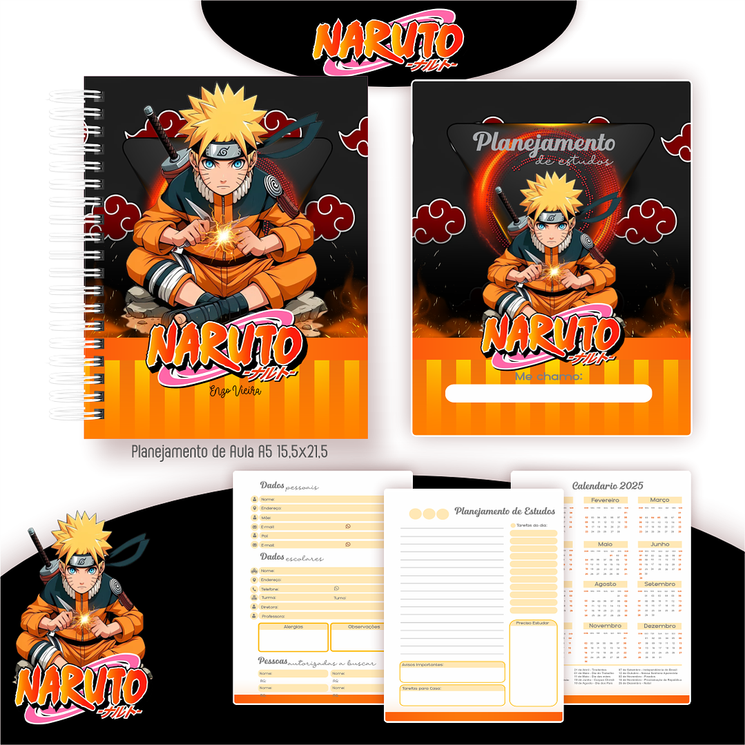 Kit Digital Encadernação Naruto - Volta às Aulas 5