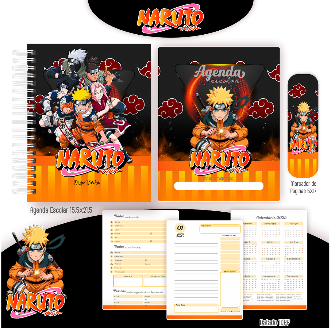 Kit Digital Encadernação Naruto - Volta às Aulas 6