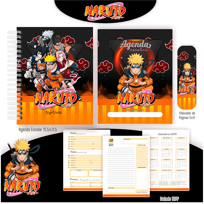 Kit Digital Encadernação Naruto - Volta às Aulas 6
