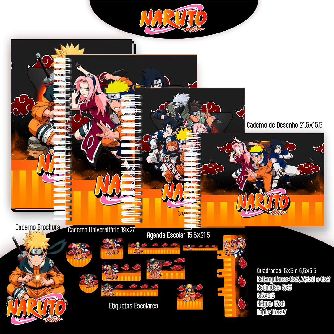 Kit Digital Encadernação Naruto - Volta às Aulas 1