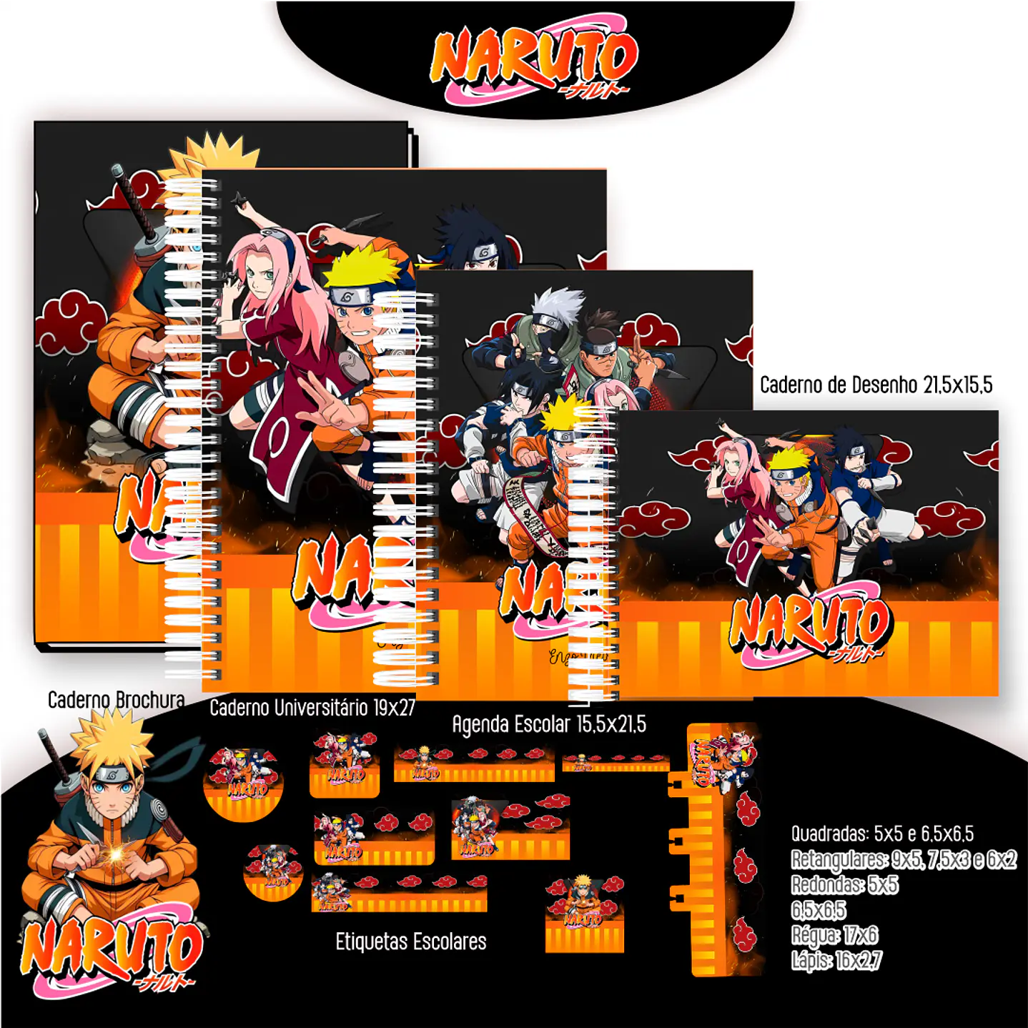 Kit Digital Encadernação Naruto - Volta às Aulas 1