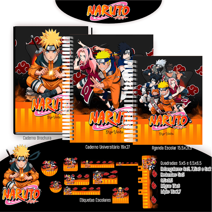 Kit Digital Encadernação Naruto - Volta às Aulas 7