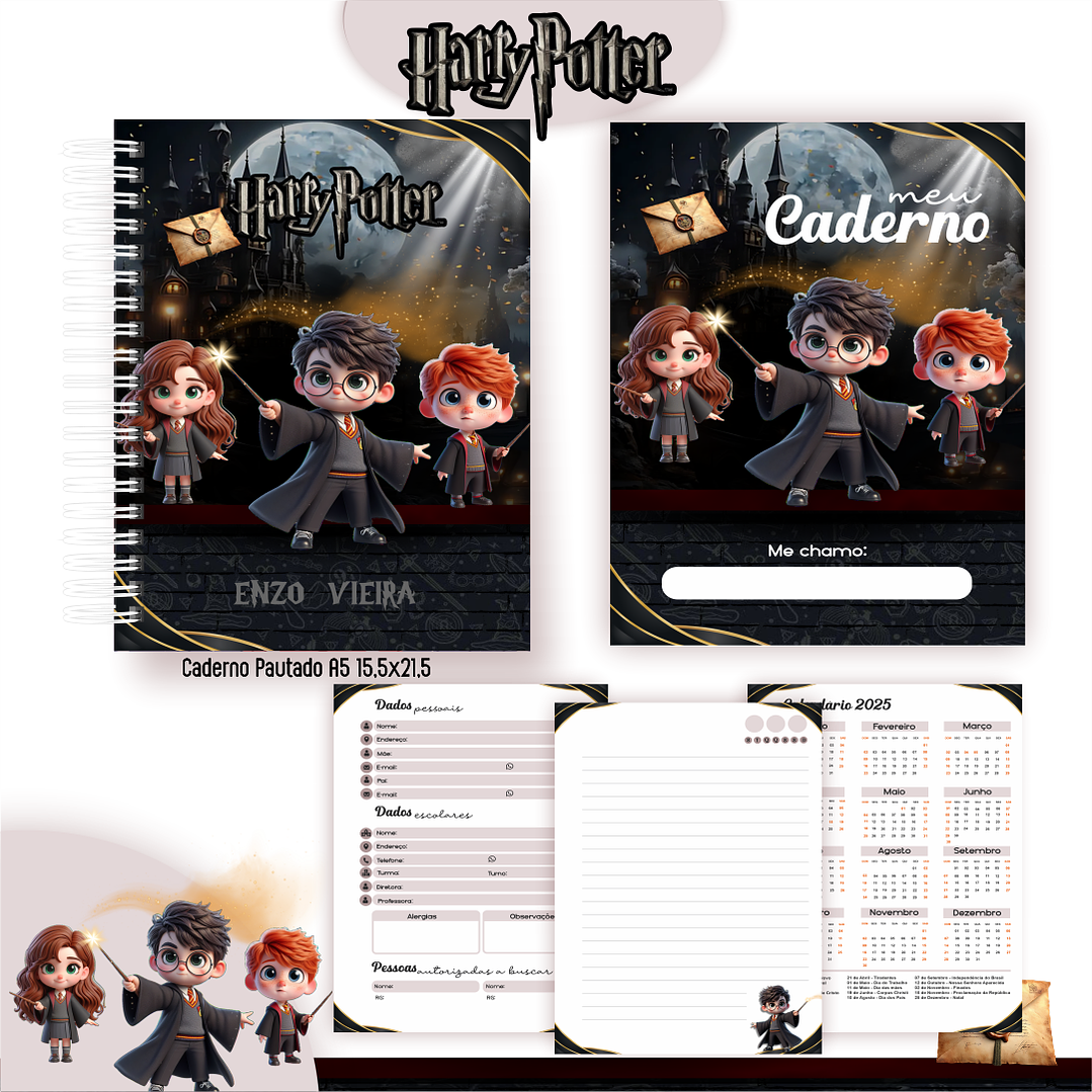 Kit Digital Encadernação Harry Potter - Volta às Aulas 2