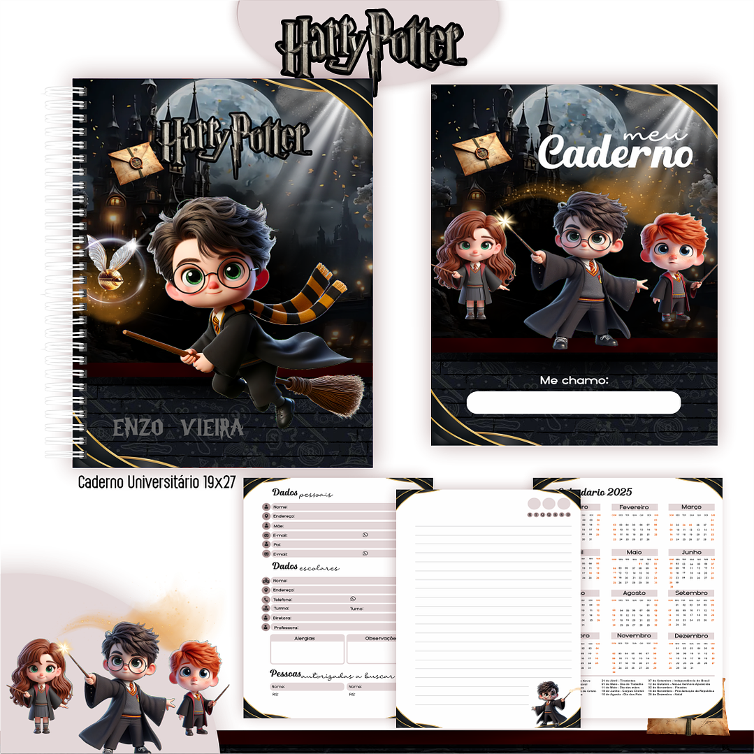 Kit Digital Encadernação Harry Potter - Volta às Aulas 3