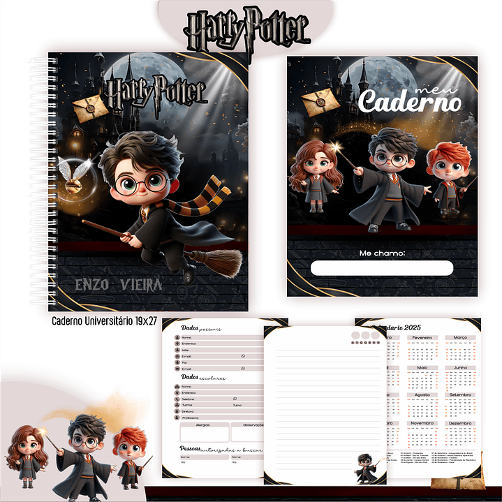 Kit Digital Encadernação Harry Potter - Volta às Aulas 3