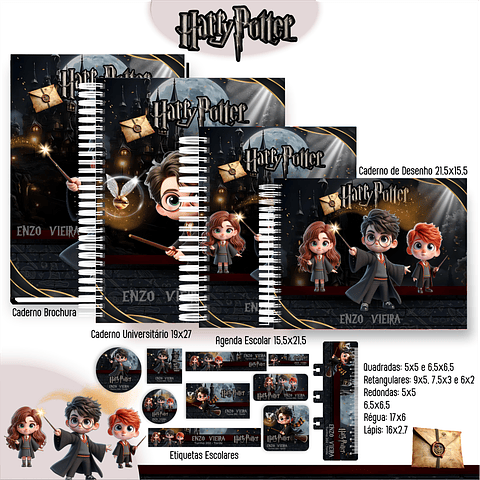 Kit Digital Encadernação Harry Potter - Volta às Aulas