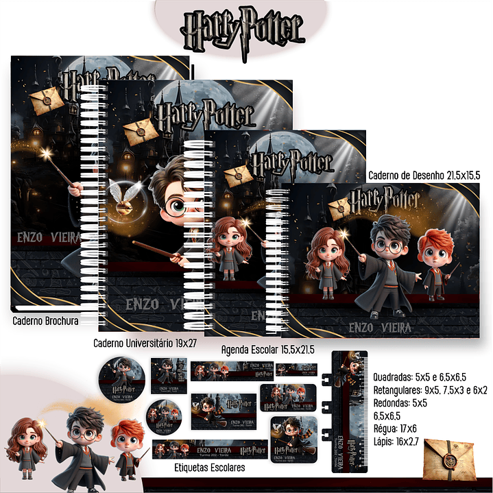 Kit Digital Encadernação Harry Potter - Volta às Aulas 1
