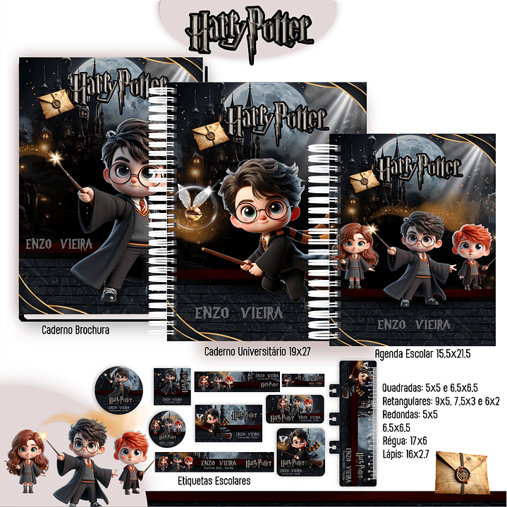 Kit Digital Encadernação Harry Potter - Volta às Aulas 6