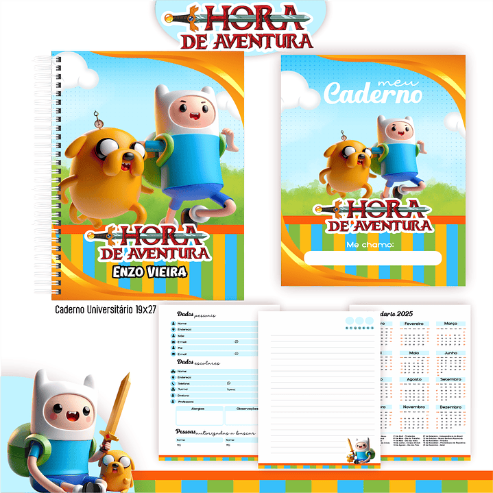 Kit Digital Encadernação Hora de Aventura - Volta às Aulas 2