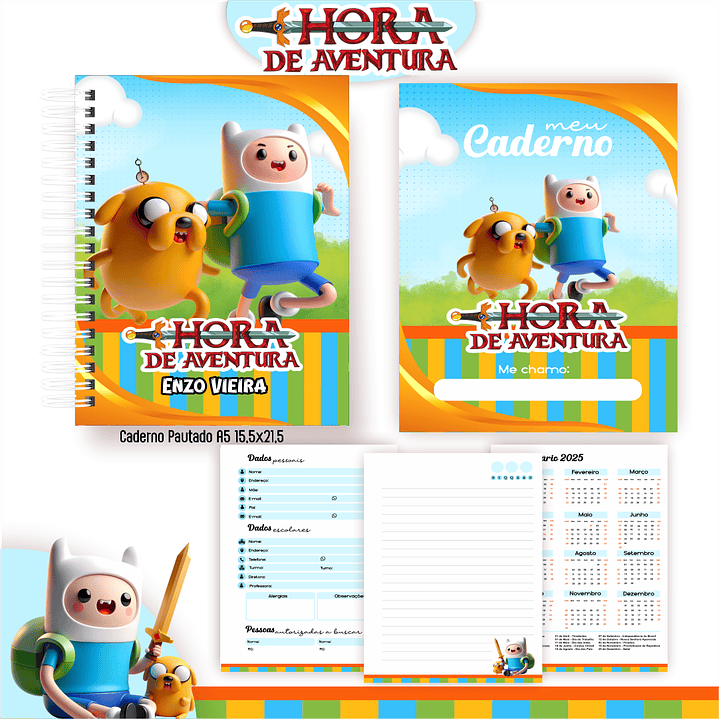 Kit Digital Encadernação Hora de Aventura - Volta às Aulas 3