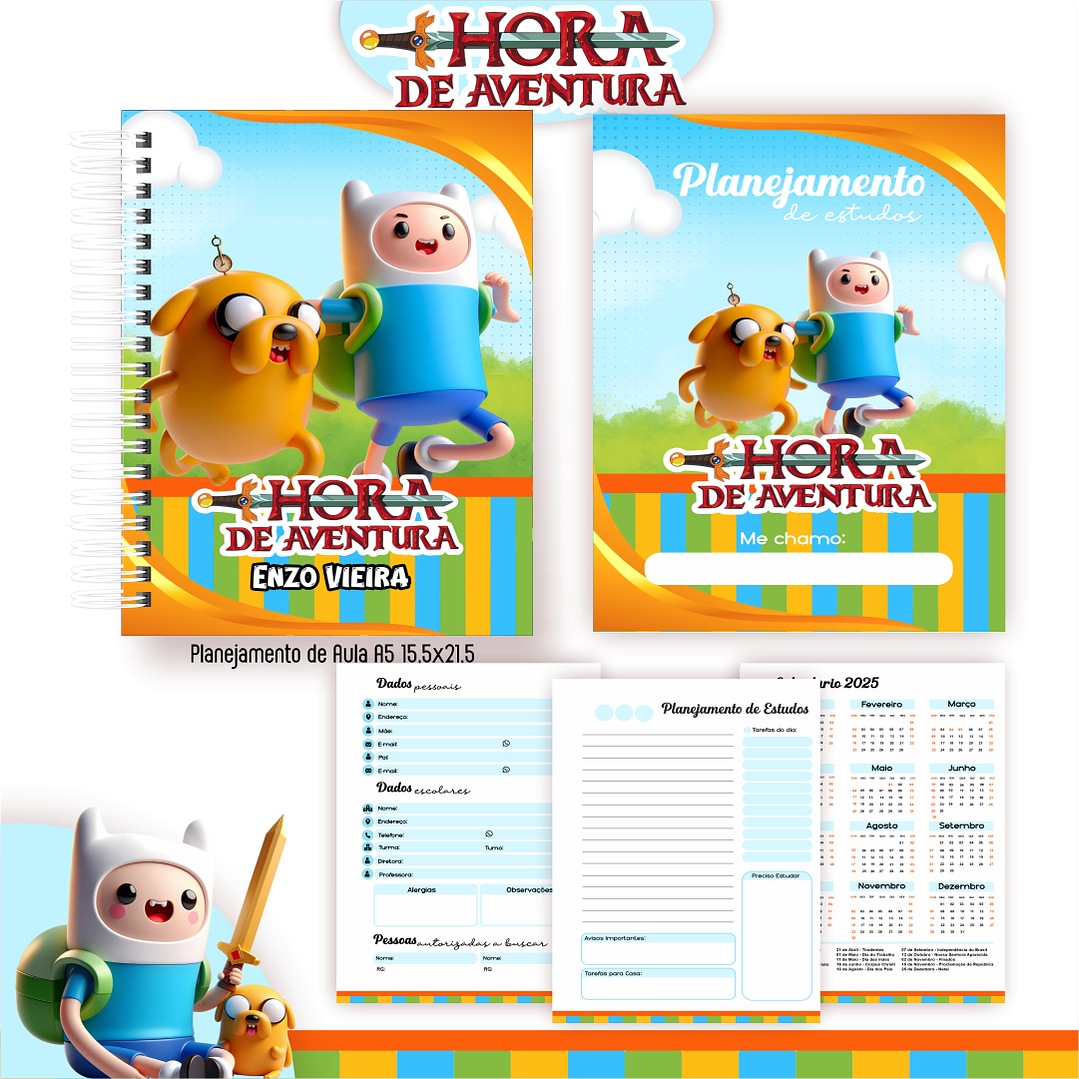 Kit Digital Encadernação Hora de Aventura - Volta às Aulas 4