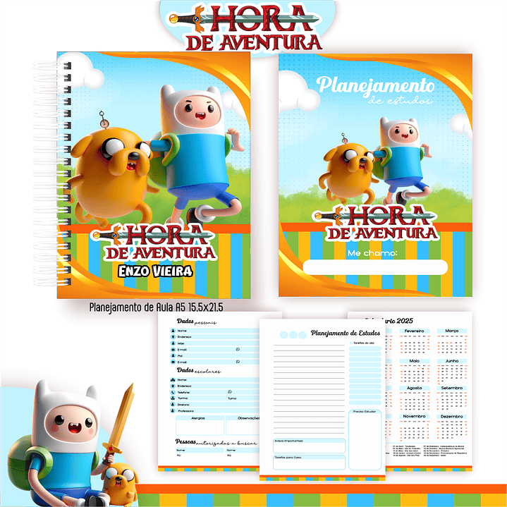 Kit Digital Encadernação Hora de Aventura - Volta às Aulas 4