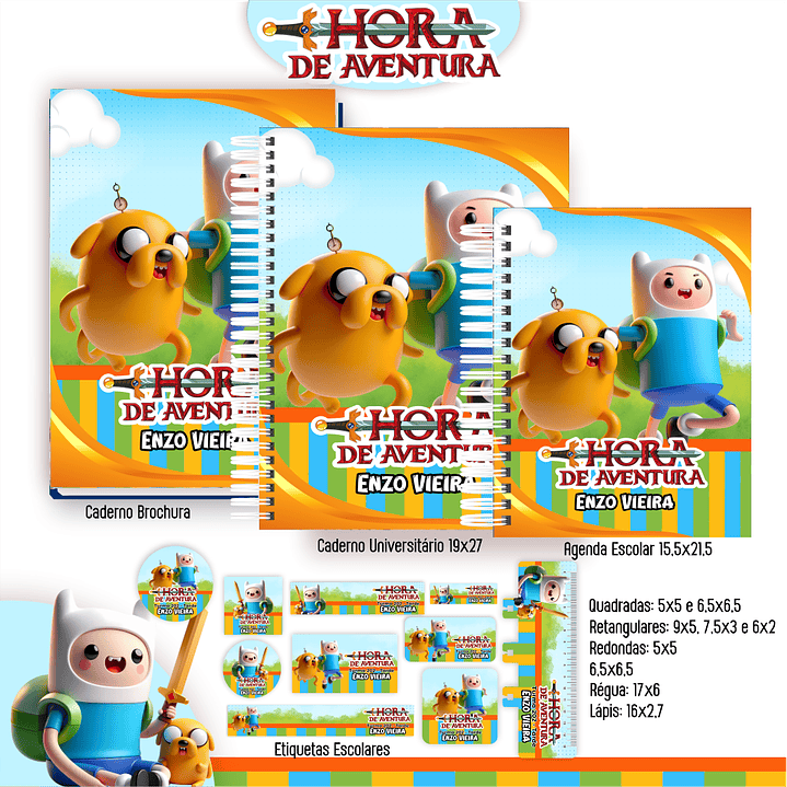 Kit Digital Encadernação Hora de Aventura - Volta às Aulas 5