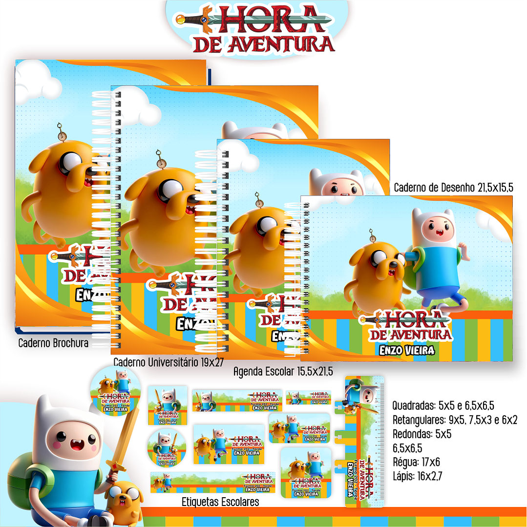 Kit Digital Encadernação Hora de Aventura - Volta às Aulas 1