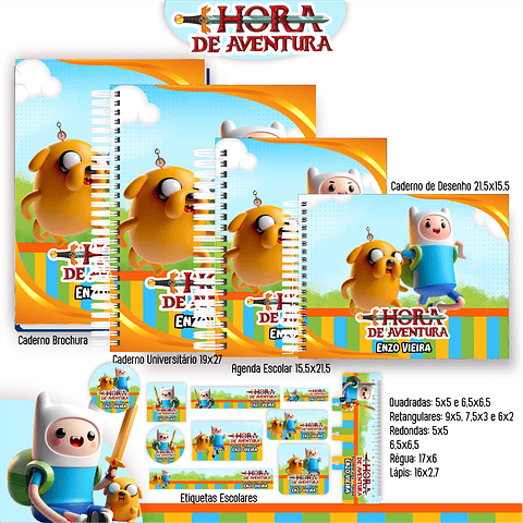 Kit Digital Encadernação Hora de Aventura - Volta às Aulas
