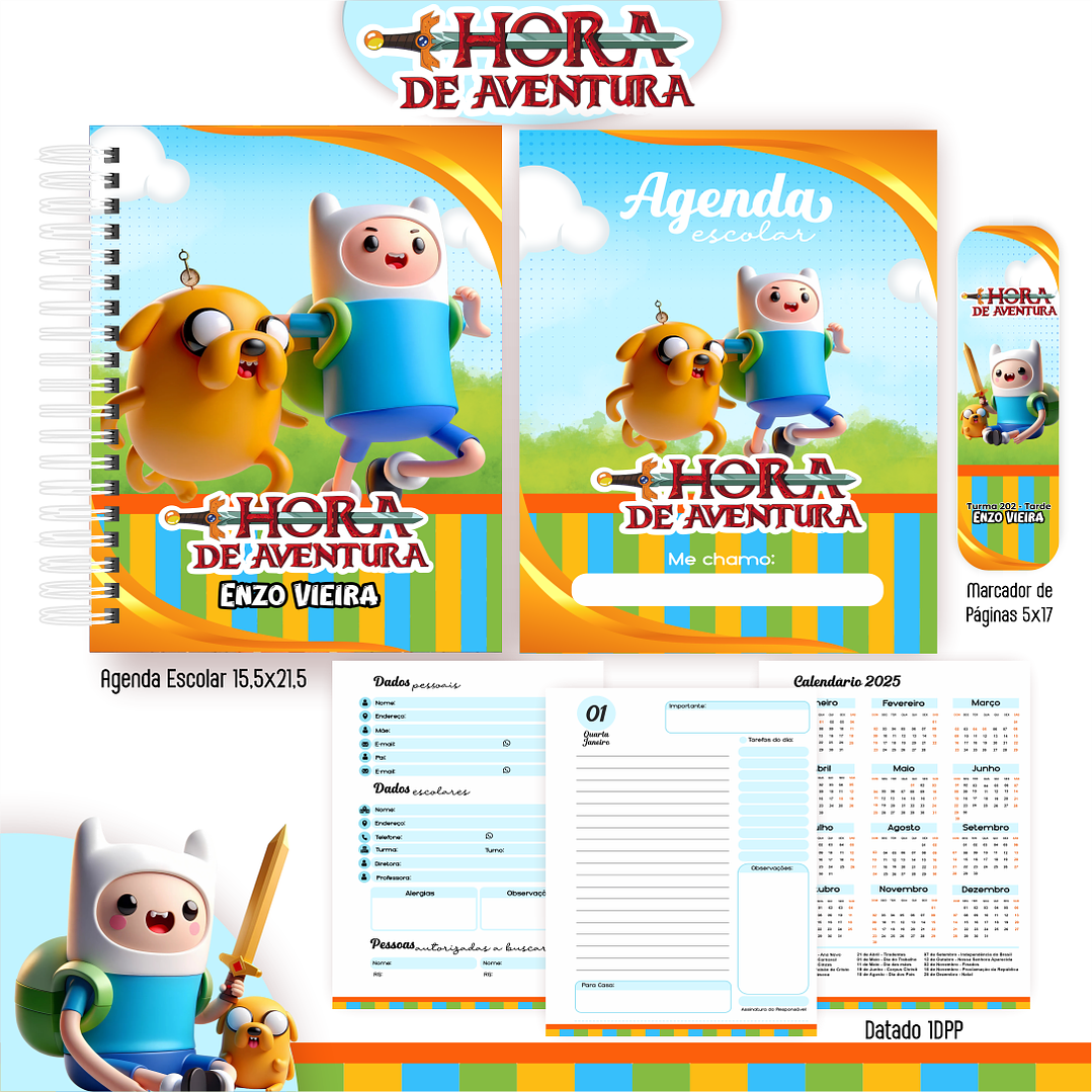 Kit Digital Encadernação Hora de Aventura - Volta às Aulas 6