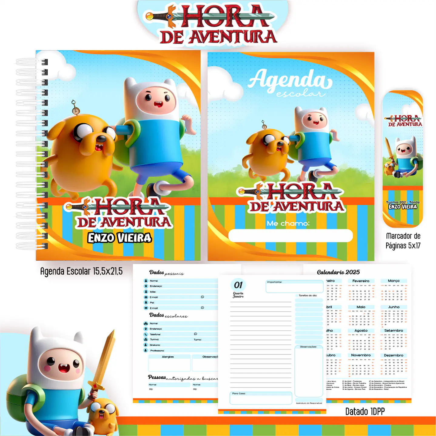 Kit Digital Encadernação Hora de Aventura - Volta às Aulas 6