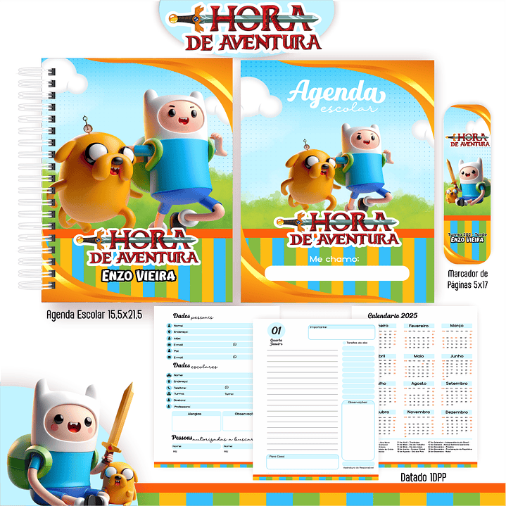 Kit Digital Encadernação Hora de Aventura - Volta às Aulas 6