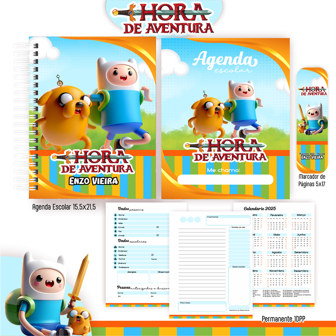 Kit Digital Encadernação Hora de Aventura - Volta às Aulas 7