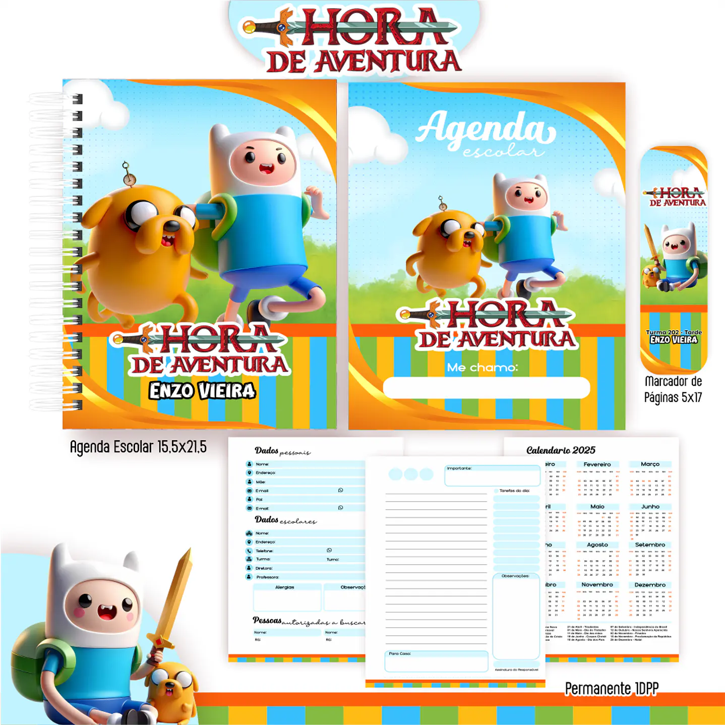 Kit Digital Encadernação Hora de Aventura - Volta às Aulas 7