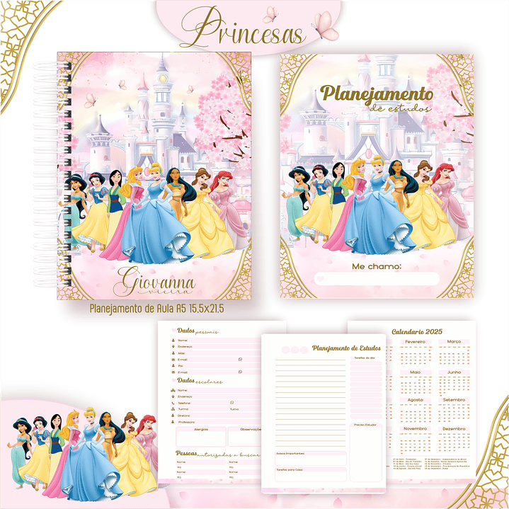 Kit Digital Encadernação Princesas - Volta às Aulas 2