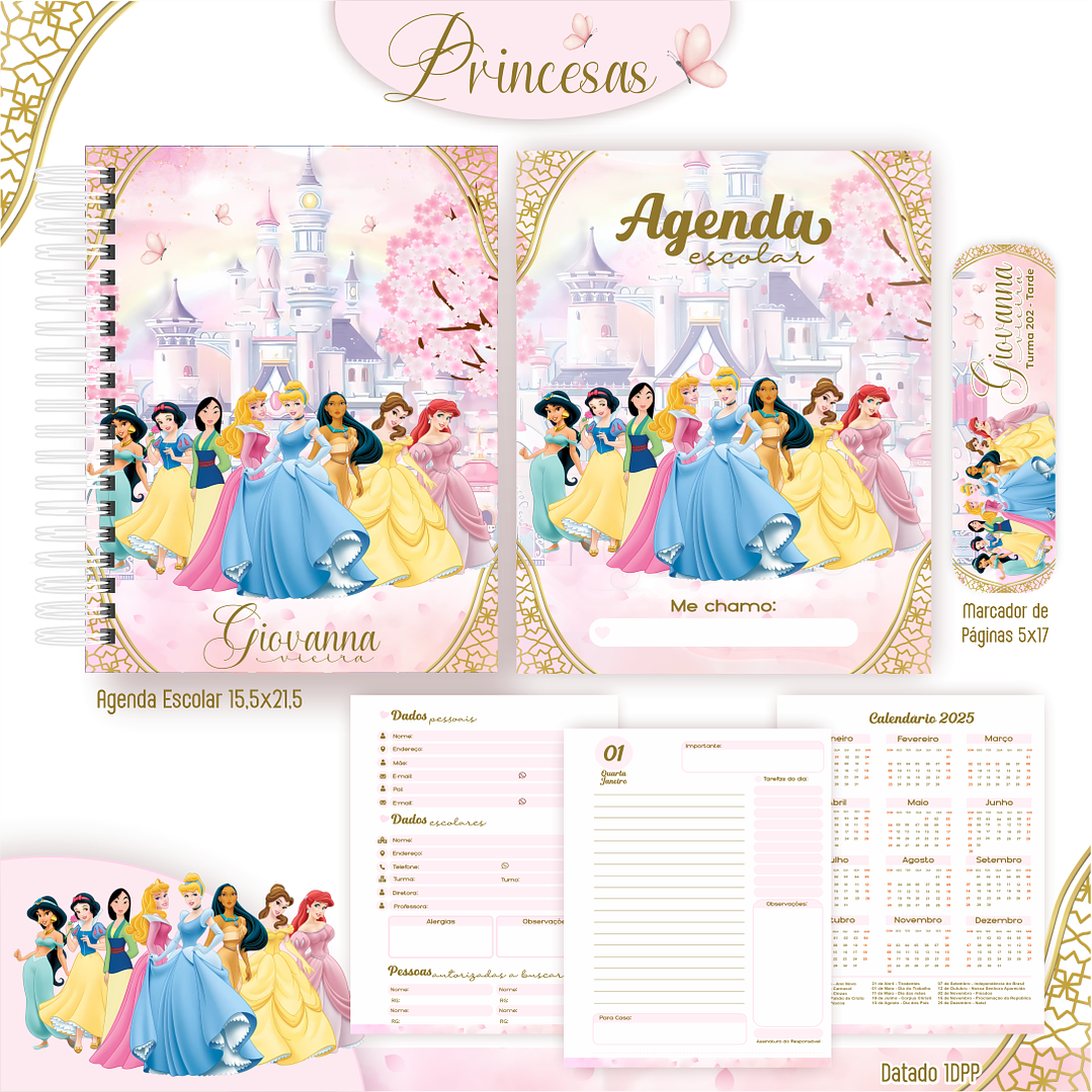 Kit Digital Encadernação Princesas - Volta às Aulas 5