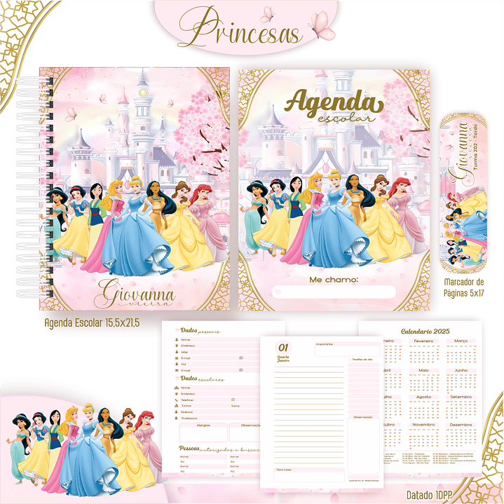 Kit Digital Encadernação Princesas - Volta às Aulas 5
