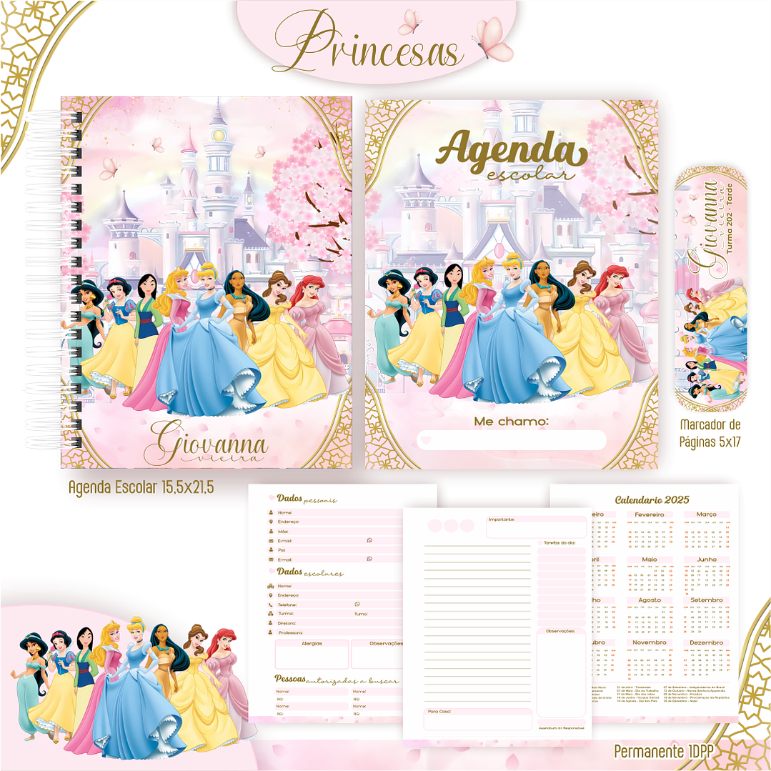 Kit Digital Encadernação Princesas - Volta às Aulas 6