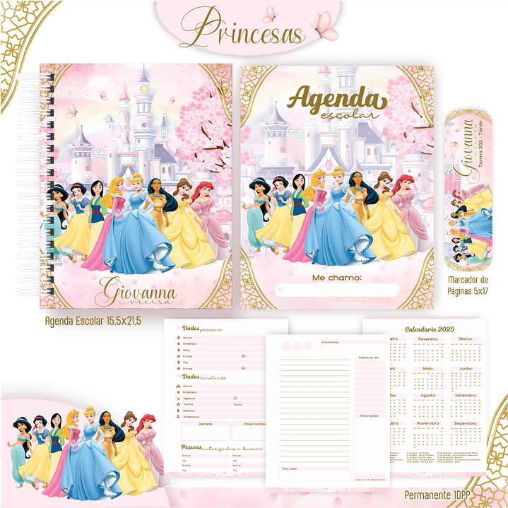 Kit Digital Encadernação Princesas - Volta às Aulas 6