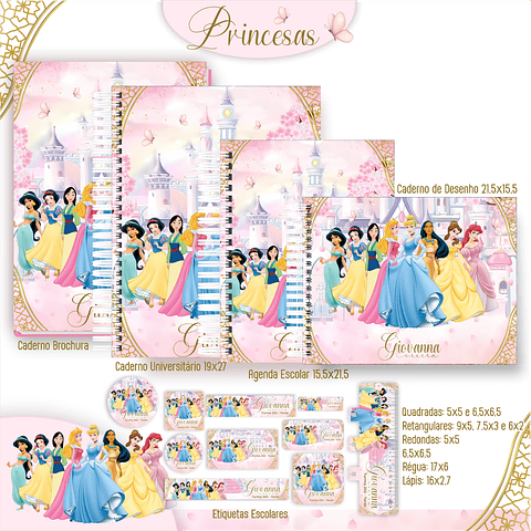 Kit Digital Encadernação Princesas - Volta às Aulas